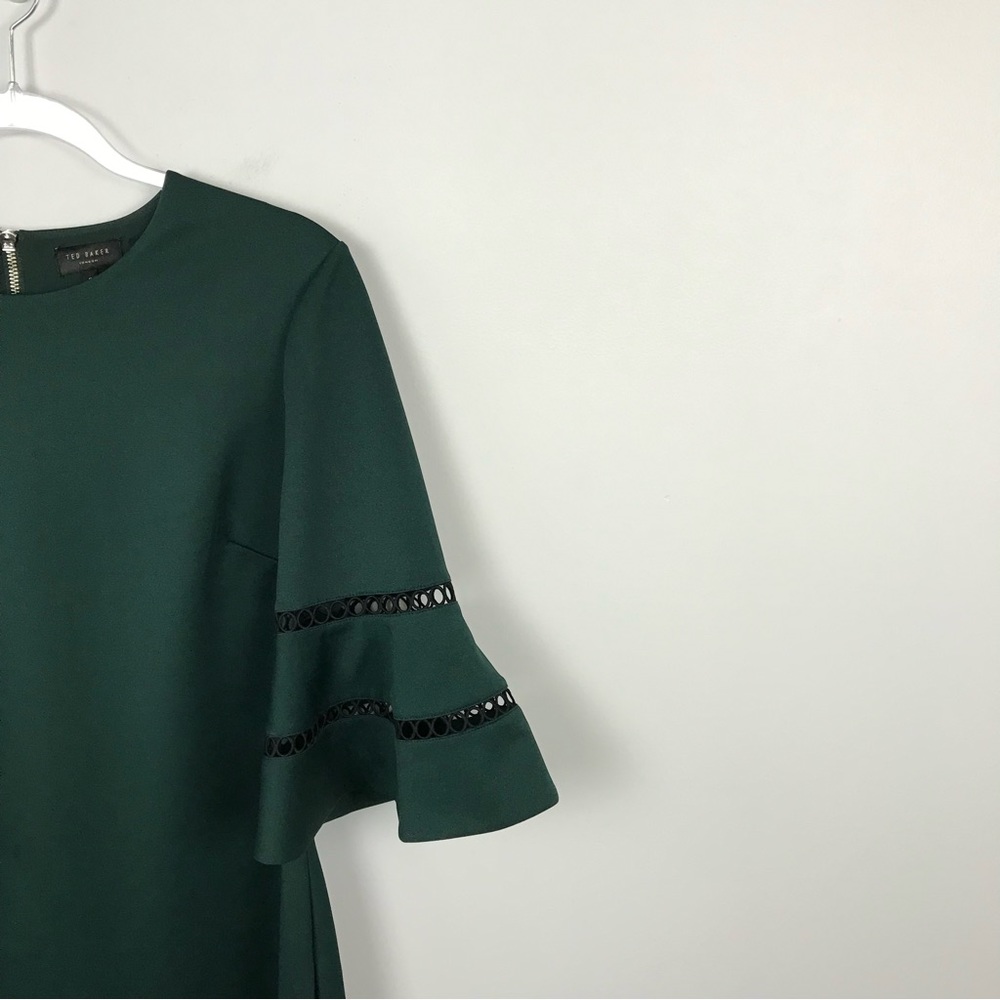 Ted Baker London Filnio Bell Sleeve Emerald Green Dress Size Ted 5/ US Size 12 - Picture 4 of 11